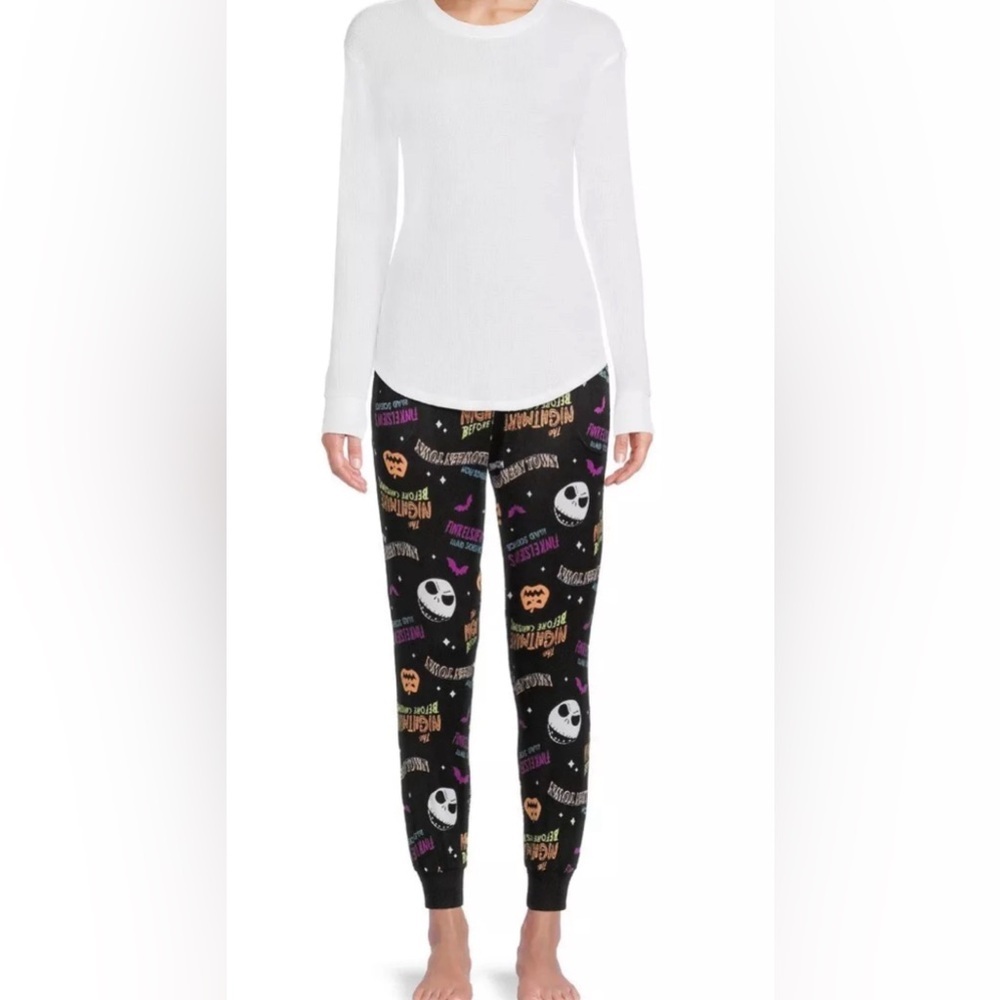 NWT Nightmare Before Christmas Allover Print Black Jogger Sleep Lounge Pants - Picture 4 of 7